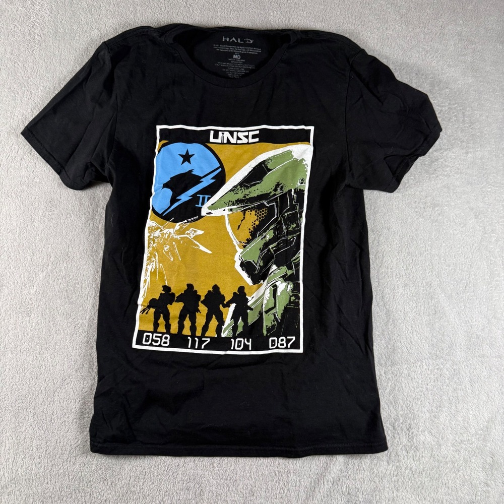 Halo T-Shirt Mens Medium Black UNSC Master Chief Spartan 117 Graphic Tee